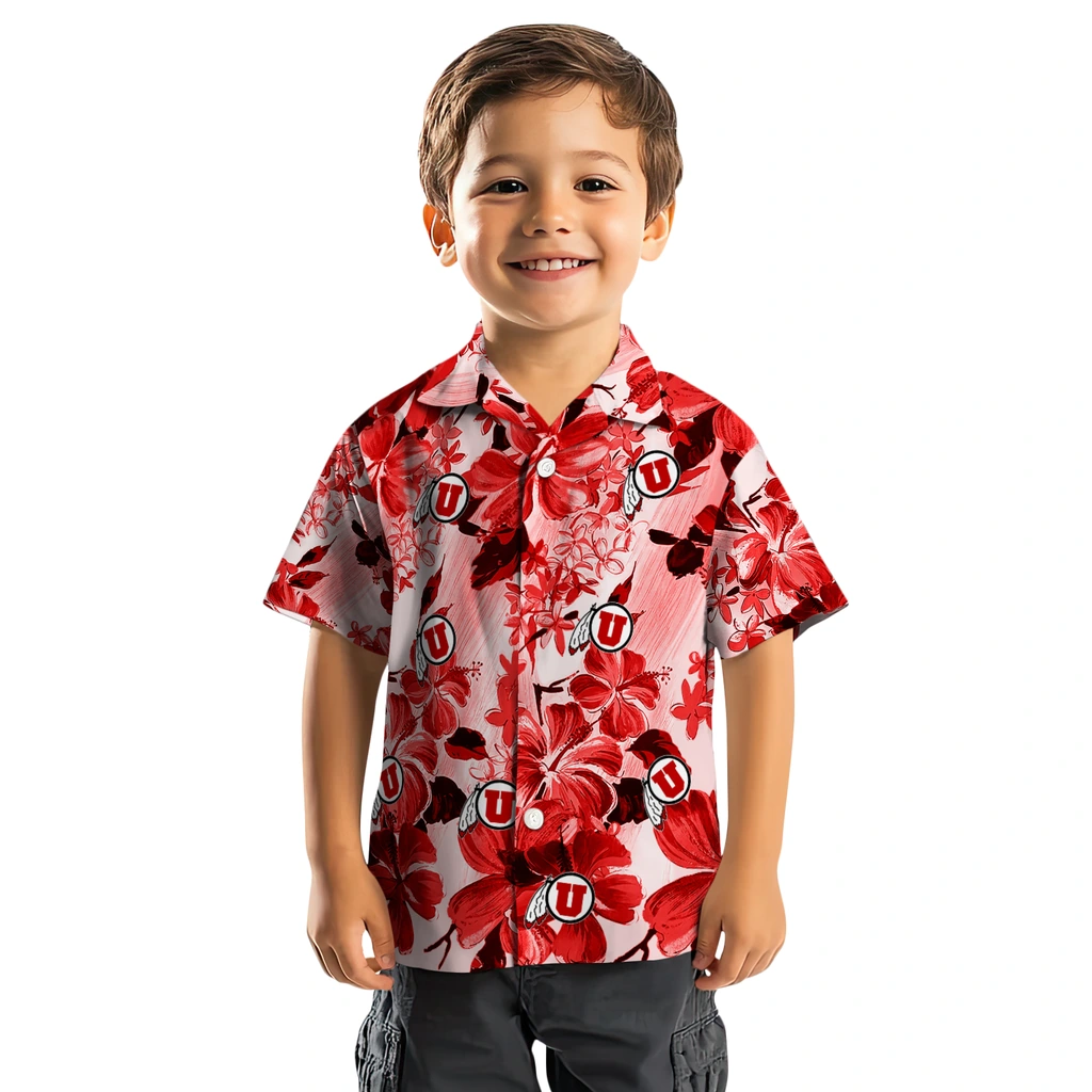 Utah Utes Hawaiian Shirt - Hibiscus Arrangement utah utes hibiscus arrangement red hawaiian shirts top rated