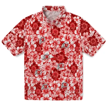 utah utes hibiscus blooms red hawaiian shirts best selling