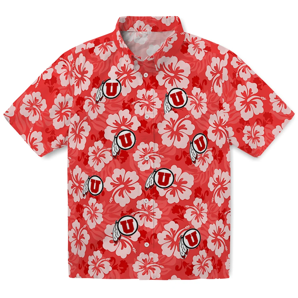 Utah Utes Hawaiian Shirt - Hibiscus Cluster utah utes hibiscus cluster red hawaiian shirts best selling