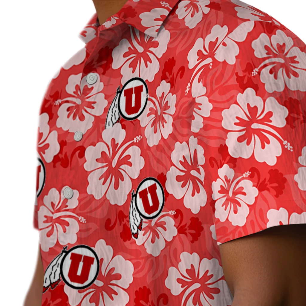 Utah Utes Hawaiian Shirt - Hibiscus Cluster utah utes hibiscus cluster red hawaiian shirts trendy