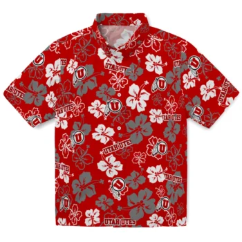 utah utes hibiscus bloom red hawaiian shirts best selling
