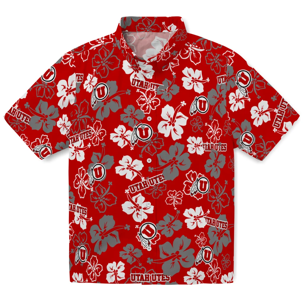 Utah Utes Hawaiian Shirt - Hibiscus Flower Design utah utes hibiscus bloom red hawaiian shirts best selling