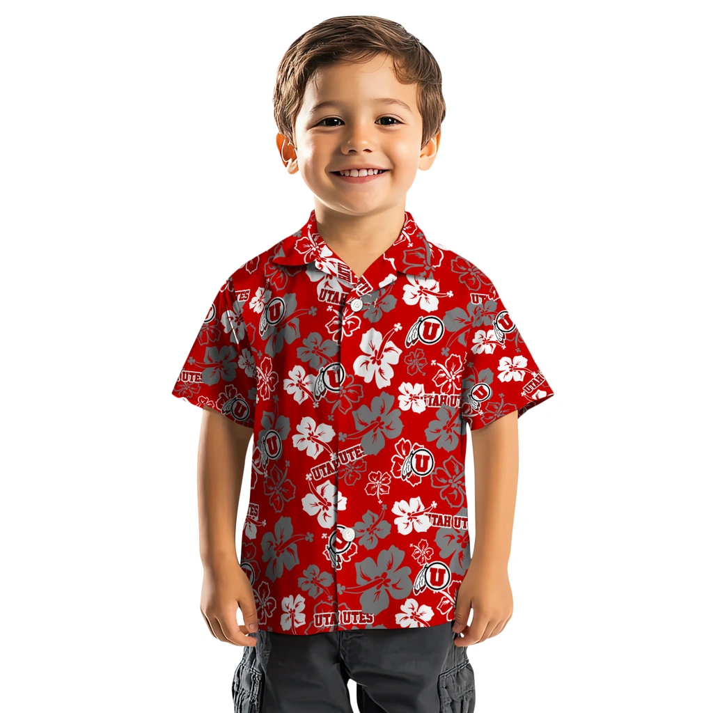 Utah Utes Hawaiian Shirt - Hibiscus Flower Design utah utes hibiscus bloom red hawaiian shirts top rated