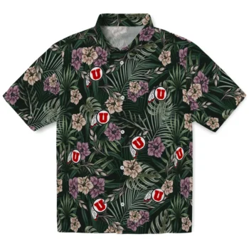 utah utes hibiscus leaves pattern green hawaiian shirts best selling