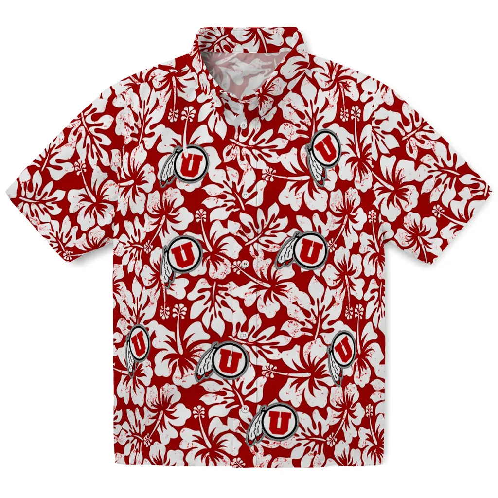 Utah Utes Hawaiian Shirt - Hibiscus Motif utah utes hibiscus motif red white hawaiian shirts best selling