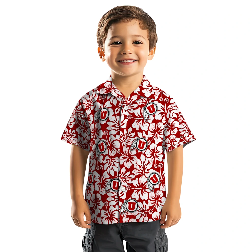 Utah Utes Hawaiian Shirt - Hibiscus Motif utah utes hibiscus motif red white hawaiian shirts top rated