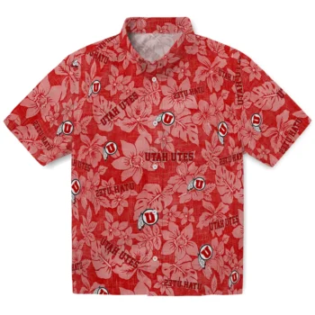 utah utes hibiscus oasis red hawaiian shirts best selling