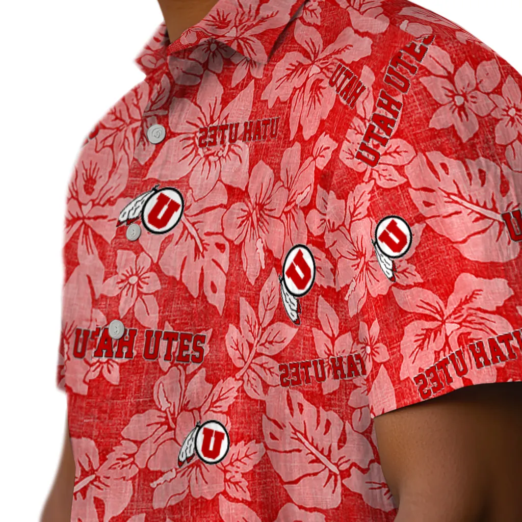 Utah Utes Hawaiian Shirt - Hibiscus Oasis utah utes hibiscus oasis red hawaiian shirts trendy