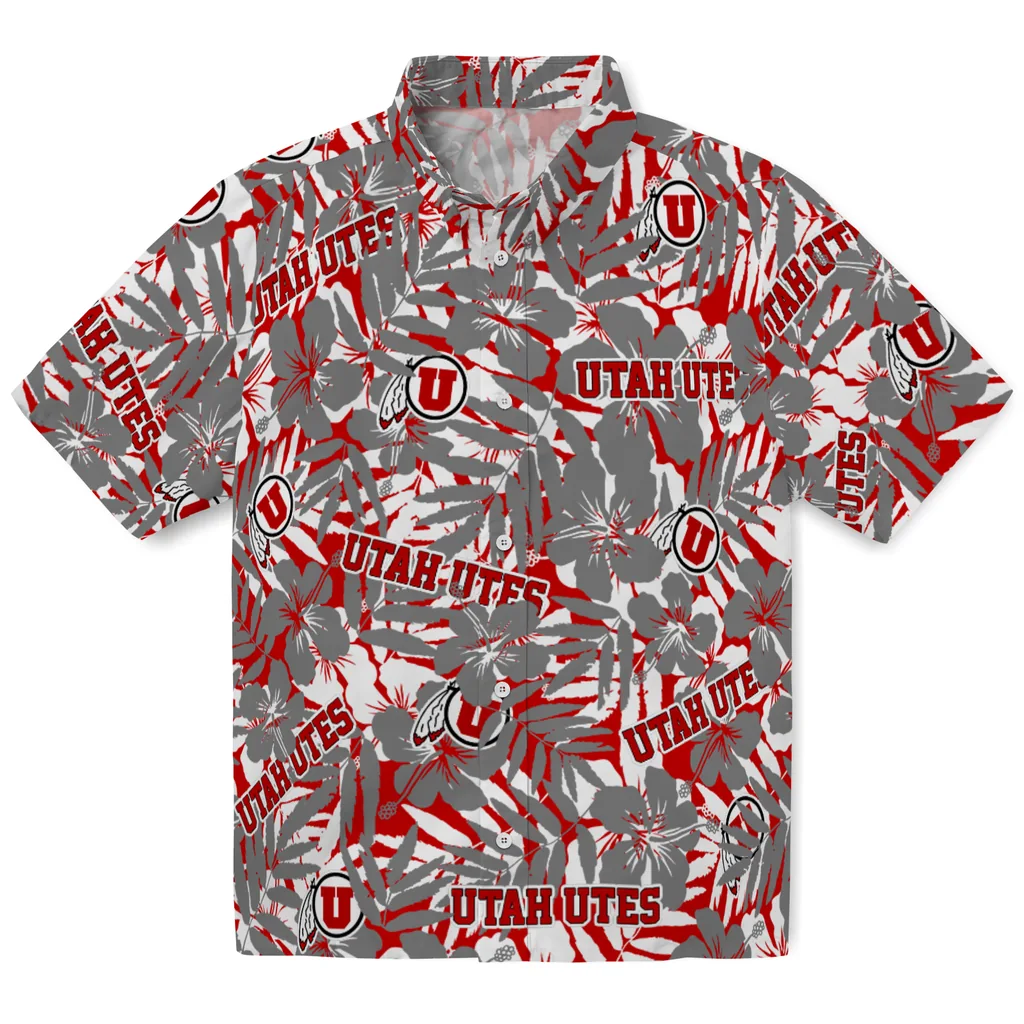 Utah Utes Hawaiian Shirt - Hibiscus Overlay utah utes hibiscus overlay hawaiian shirts best selling