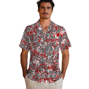 utah utes hibiscus overlay hawaiian shirts fashion forward