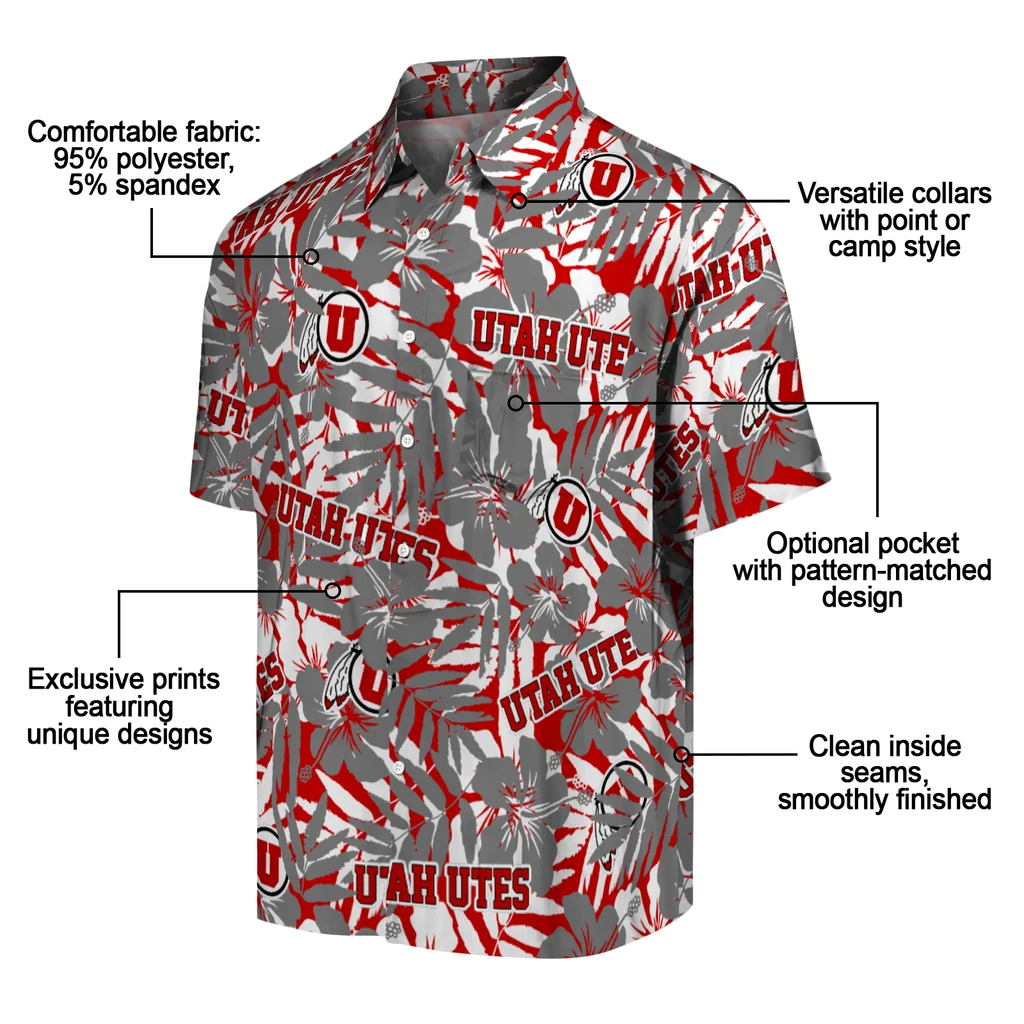 Utah Utes Hawaiian Shirt - Hibiscus Overlay utah utes hibiscus overlay hawaiian shirts new arrival