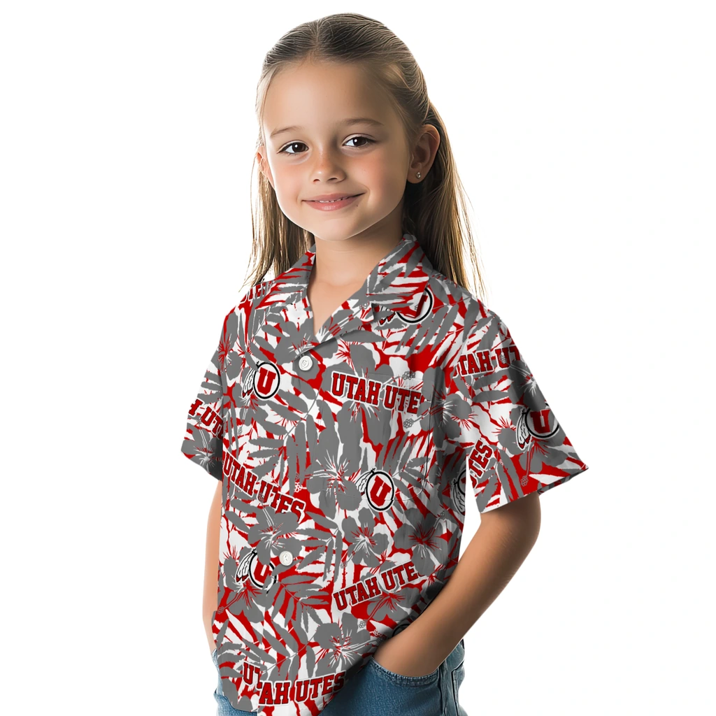Utah Utes Hawaiian Shirt - Hibiscus Overlay utah utes hibiscus overlay hawaiian shirts premium grade
