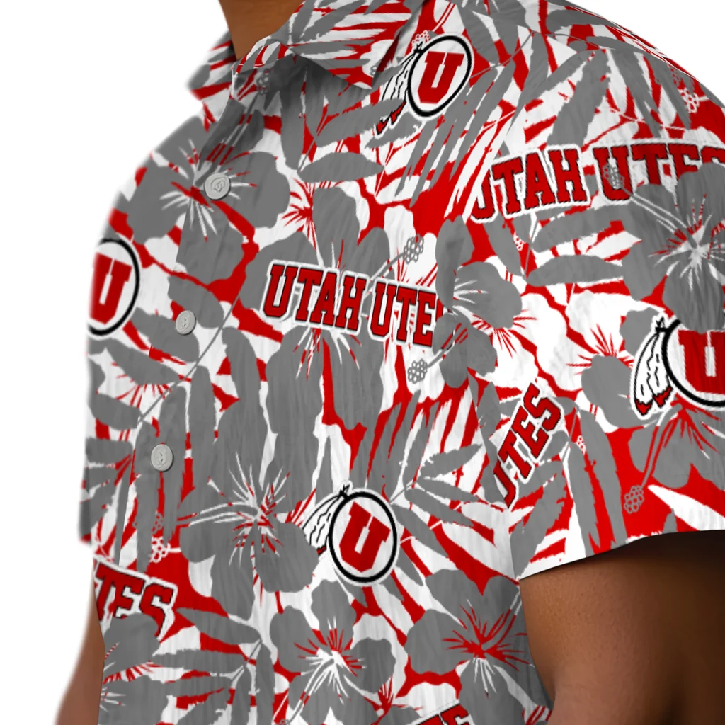 Utah Utes Hawaiian Shirt - Hibiscus Overlay utah utes hibiscus overlay hawaiian shirts trendy