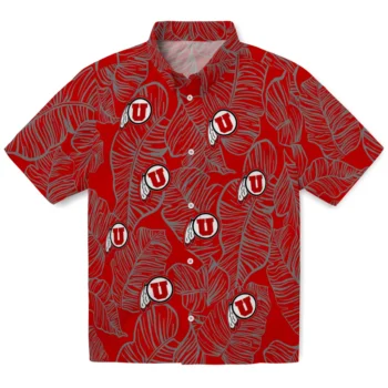 utah utes leaf outline red hawaiian shirts best selling