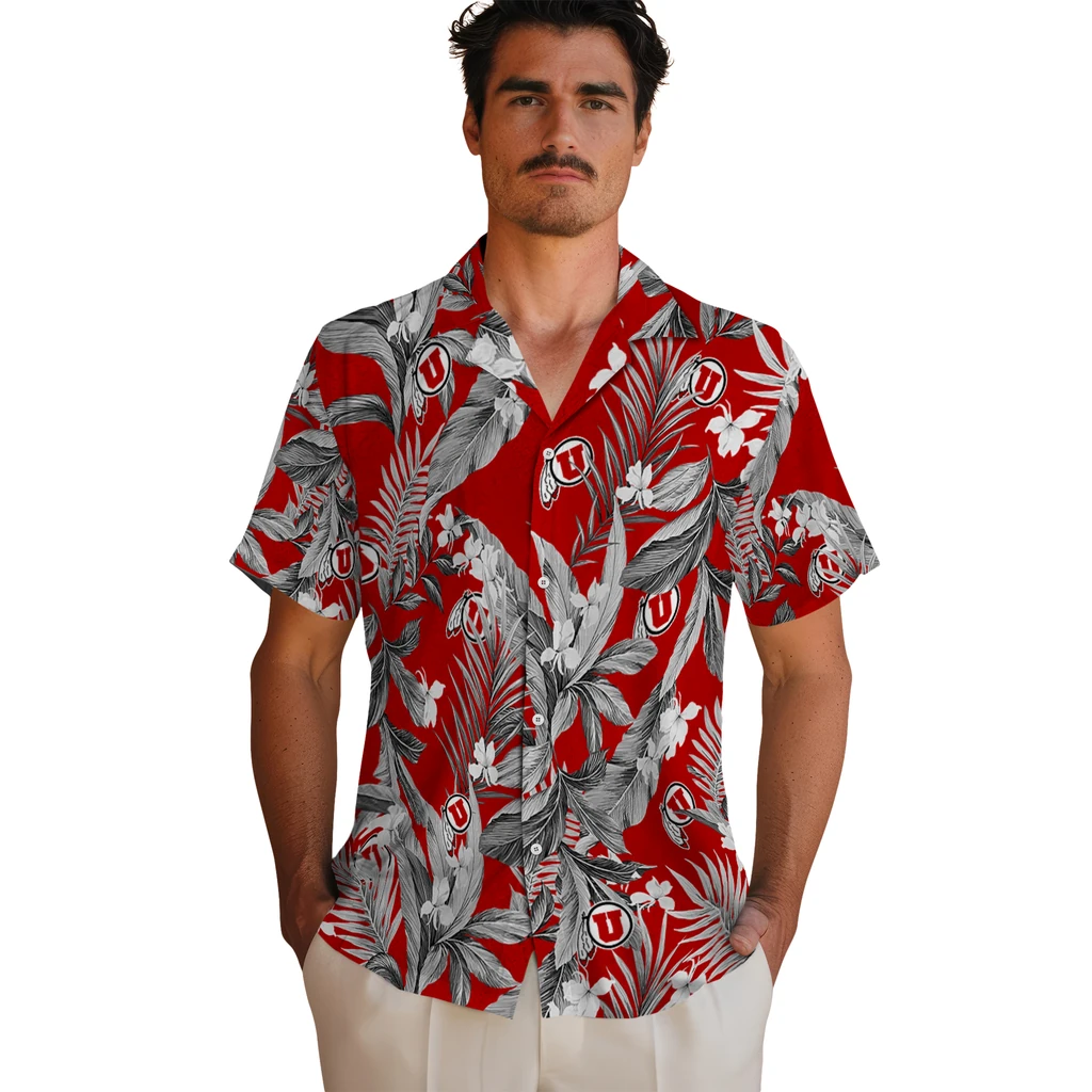 Utah Utes Hawaiian Shirt - Palm Leaves utah utes palm leaves red hawaiian shirts fashion forward