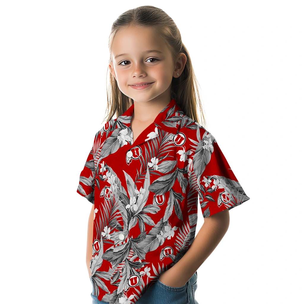 Utah Utes Hawaiian Shirt - Palm Leaves utah utes palm leaves red hawaiian shirts premium grade