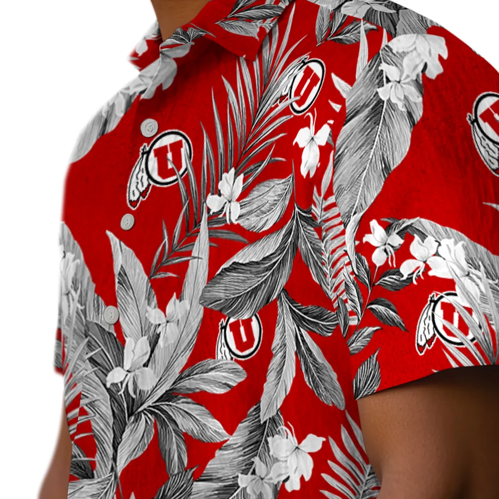 Utah Utes Hawaiian Shirt - Palm Leaves utah utes palm leaves red hawaiian shirts trendy