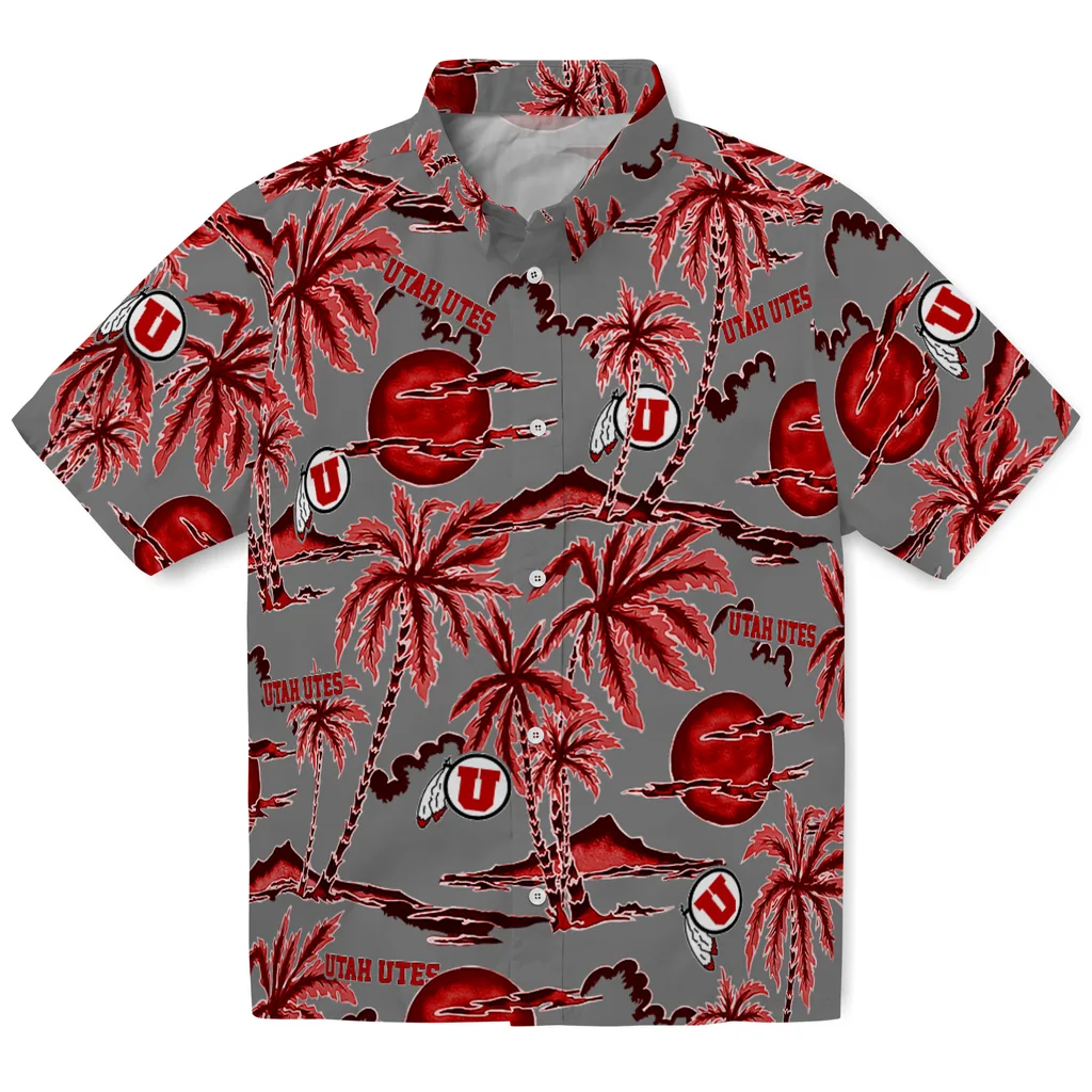 Utah Utes Hawaiian Shirt - Palm Sunset utah utes palm sunset hawaiian shirts best selling