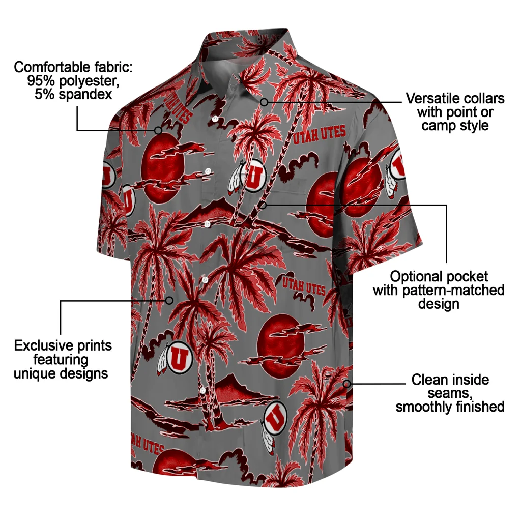 Utah Utes Hawaiian Shirt - Palm Sunset utah utes palm sunset hawaiian shirts new arrival
