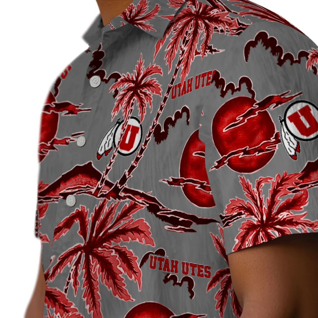 Utah Utes Hawaiian Shirt - Palm Sunset utah utes palm sunset hawaiian shirts trendy