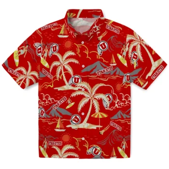utah utes palm tree island red hawaiian shirts best selling