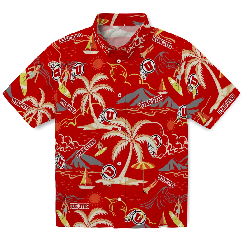 Utah Utes Hawaiian Shirt - Palm Tree Island utah utes palm tree island red hawaiian shirts best selling