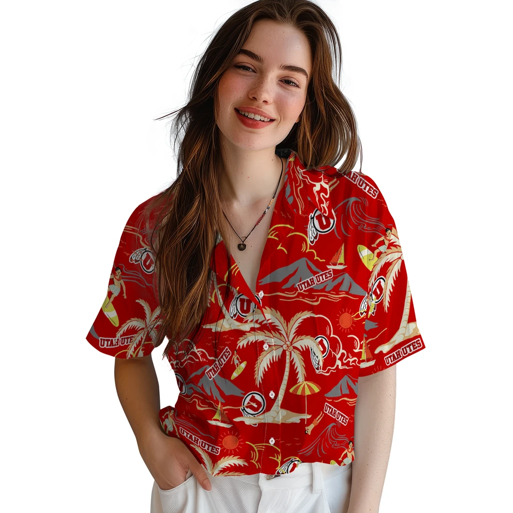 Utah Utes Hawaiian Shirt - Palm Tree Island utah utes palm tree island red hawaiian shirts latest model