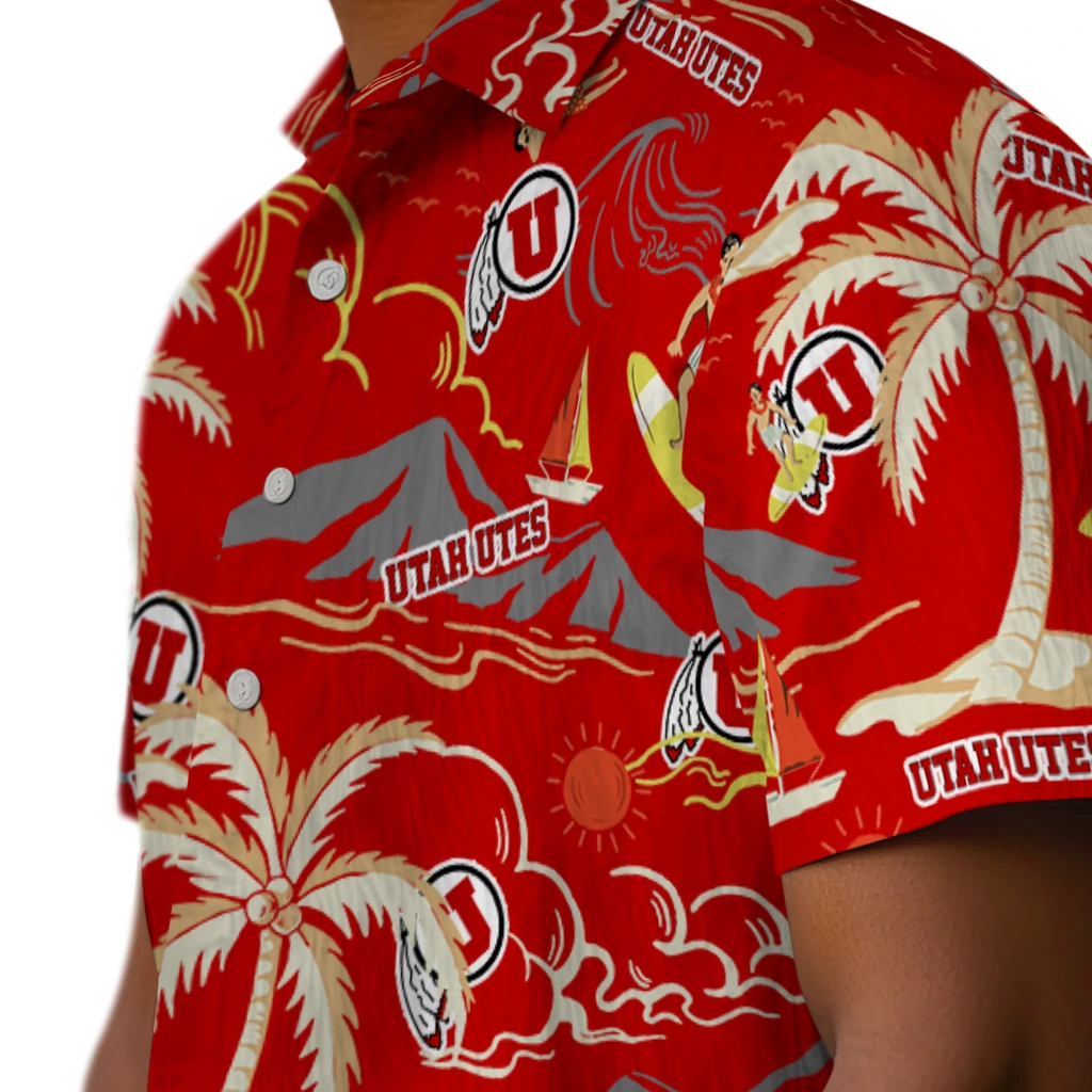 Utah Utes Hawaiian Shirt - Palm Tree Island utah utes palm tree island red hawaiian shirts trendy