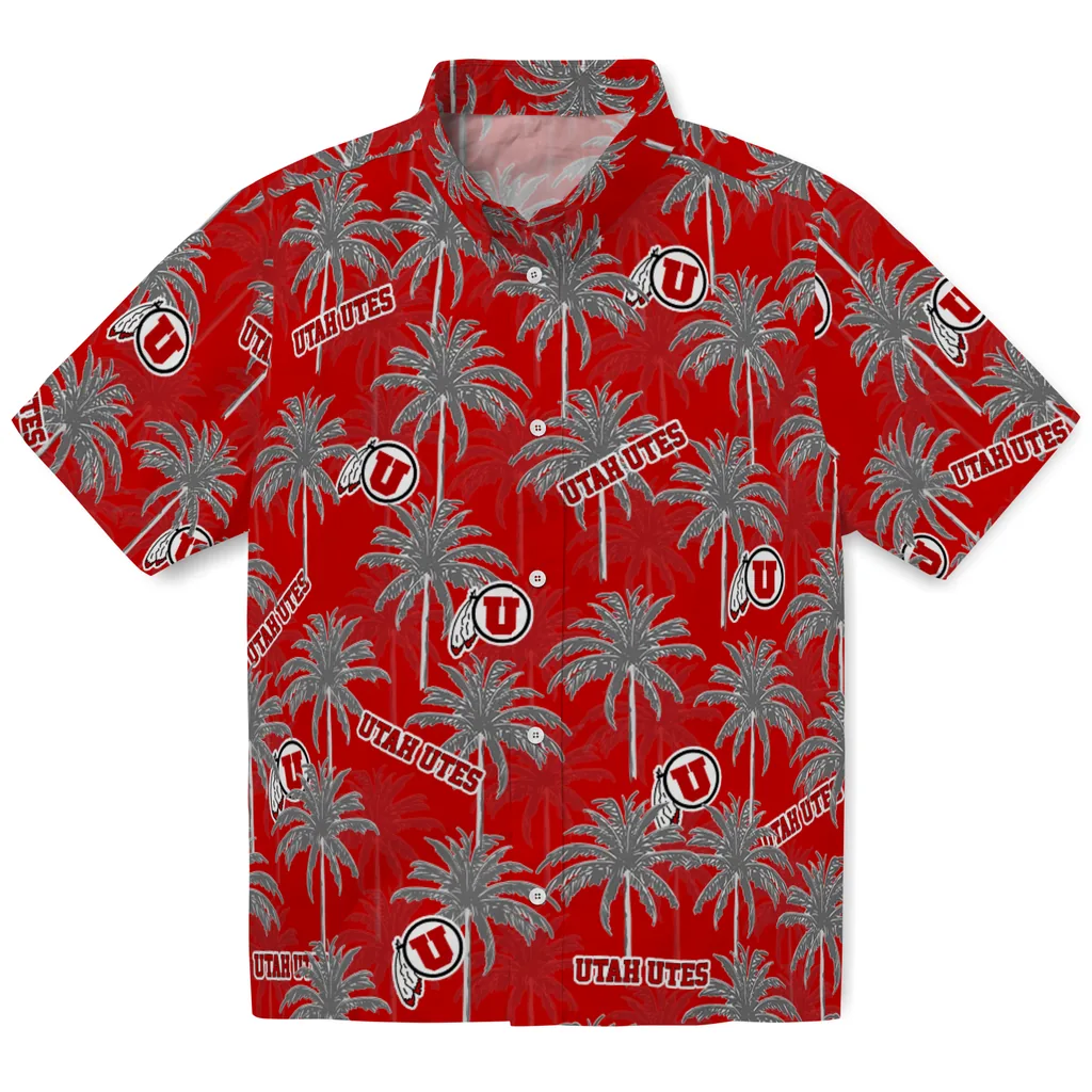Utah Utes Hawaiian Shirt - Palm Tree Motif utah utes palm grove red hawaiian shirts best selling