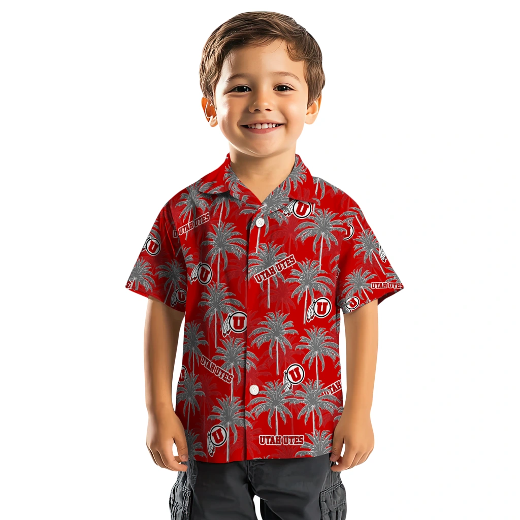 Utah Utes Hawaiian Shirt - Palm Tree Motif utah utes palm grove red hawaiian shirts top rated