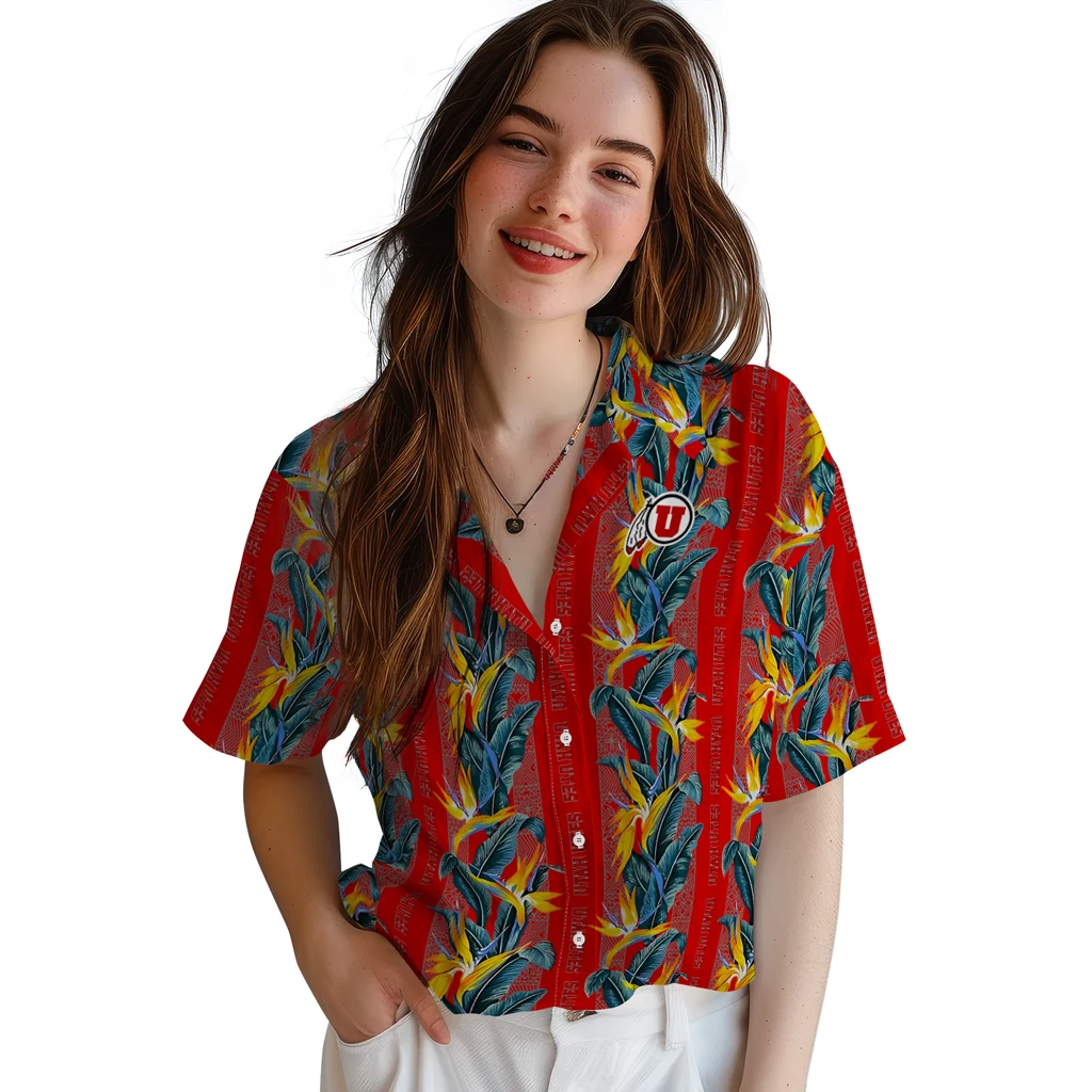 Utah Utes Hawaiian Shirt - Paradise Vines utah utes paradise vines red hawaiian shirts latest model
