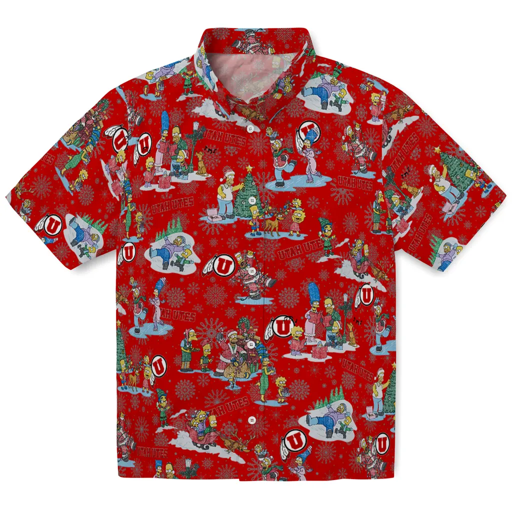 Utah Utes Hawaiian Shirt - Simpsons Christmas utah utes simpsons christmas red hawaiian shirts best selling