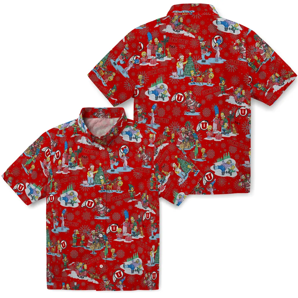 Utah Utes Hawaiian Shirt - Simpsons Christmas utah utes simpsons christmas red hawaiian shirts high quality