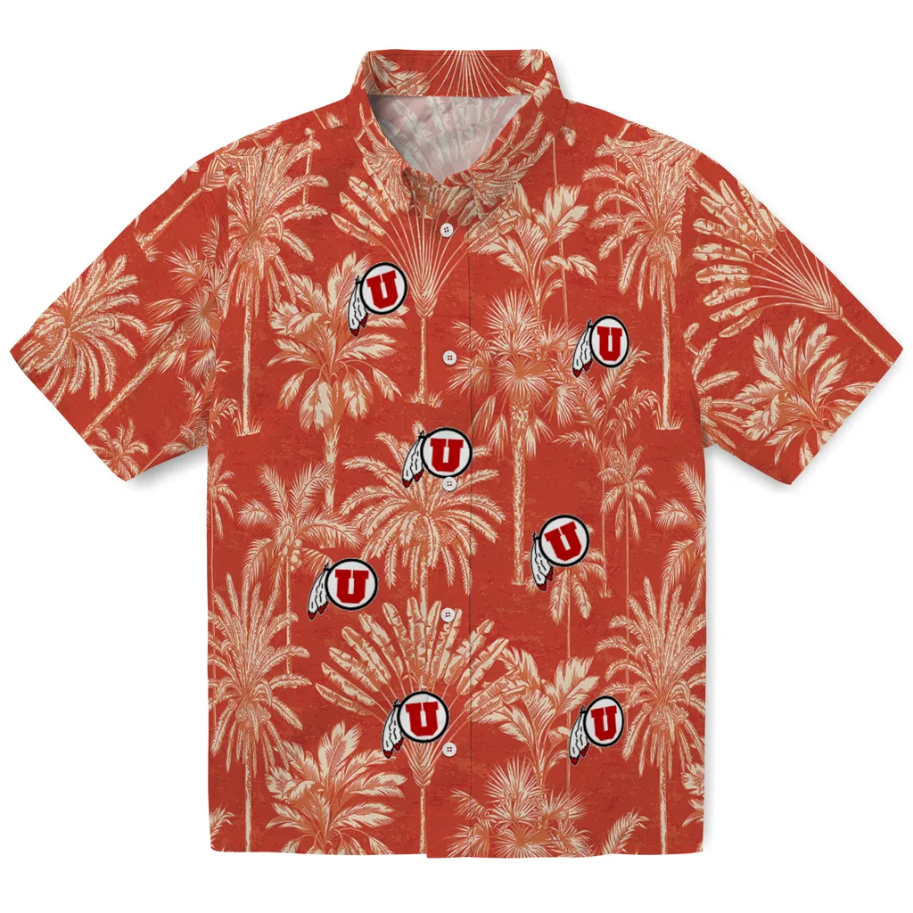 Utah Utes Hawaiian Shirt - Vintage Palm Tree utah utes palm shadows red hawaiian shirts best selling