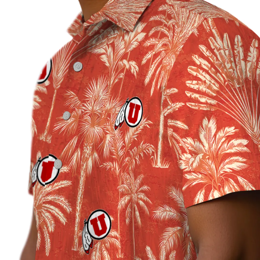 Utah Utes Hawaiian Shirt - Vintage Palm Tree utah utes palm shadows red hawaiian shirts trendy