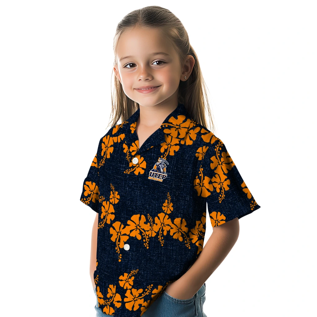 UTEP Miners Hawaiian Shirt - 50th State Flower utep miners hibiscus petals blue hawaiian shirts premium grade