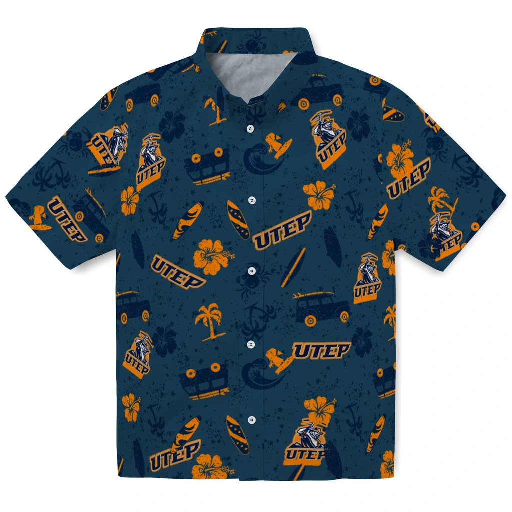 UTEP Miners Hawaiian Shirt - Beach Vibe utep miners beach vibe navy hawaiian shirts best selling