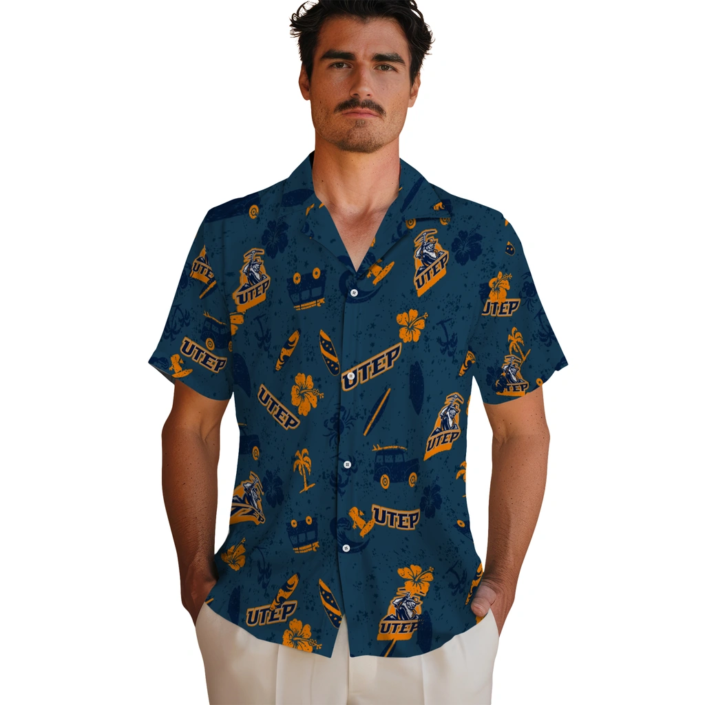 UTEP Miners Hawaiian Shirt - Beach Vibe utep miners beach vibe navy hawaiian shirts fashion forward