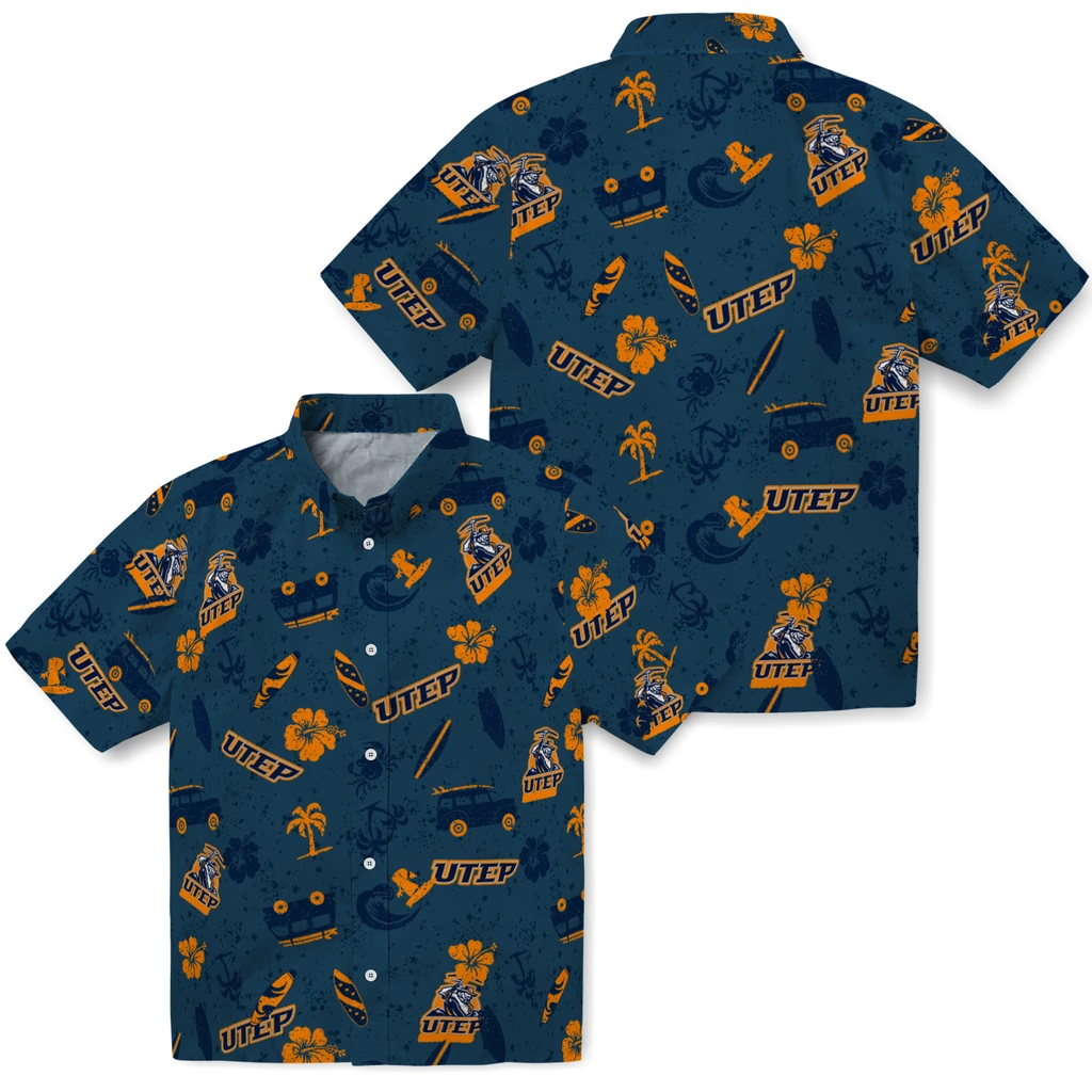 UTEP Miners Hawaiian Shirt - Beach Vibe utep miners beach vibe navy hawaiian shirts high quality