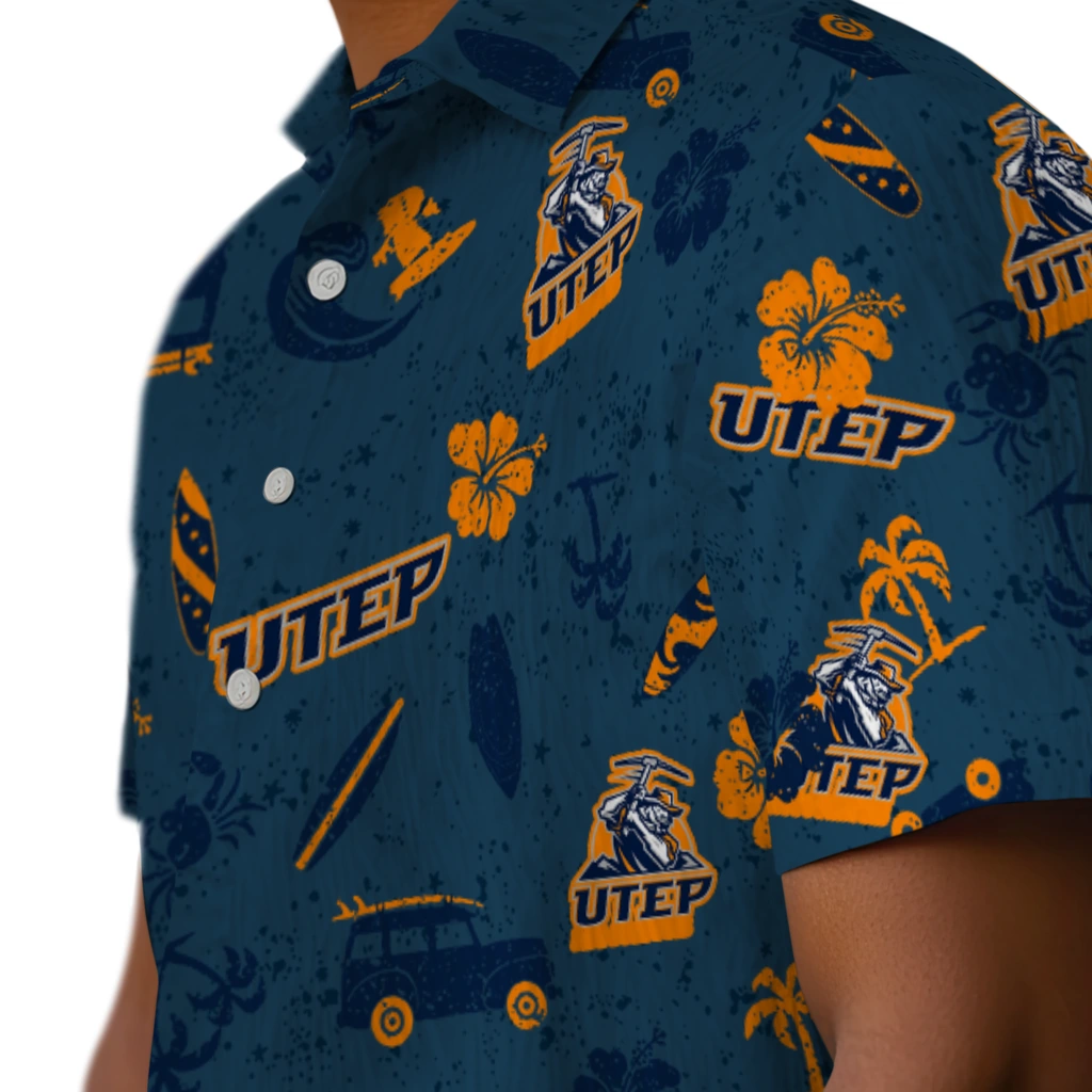UTEP Miners Hawaiian Shirt - Beach Vibe utep miners beach vibe navy hawaiian shirts trendy