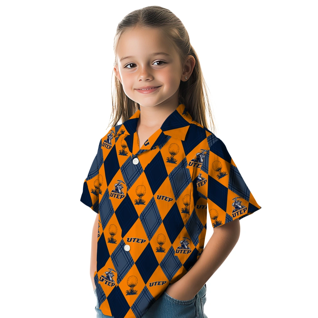 UTEP Miners Hawaiian Shirt - Golfing Plaid utep miners balloon plaid blue hawaiian shirts premium grade
