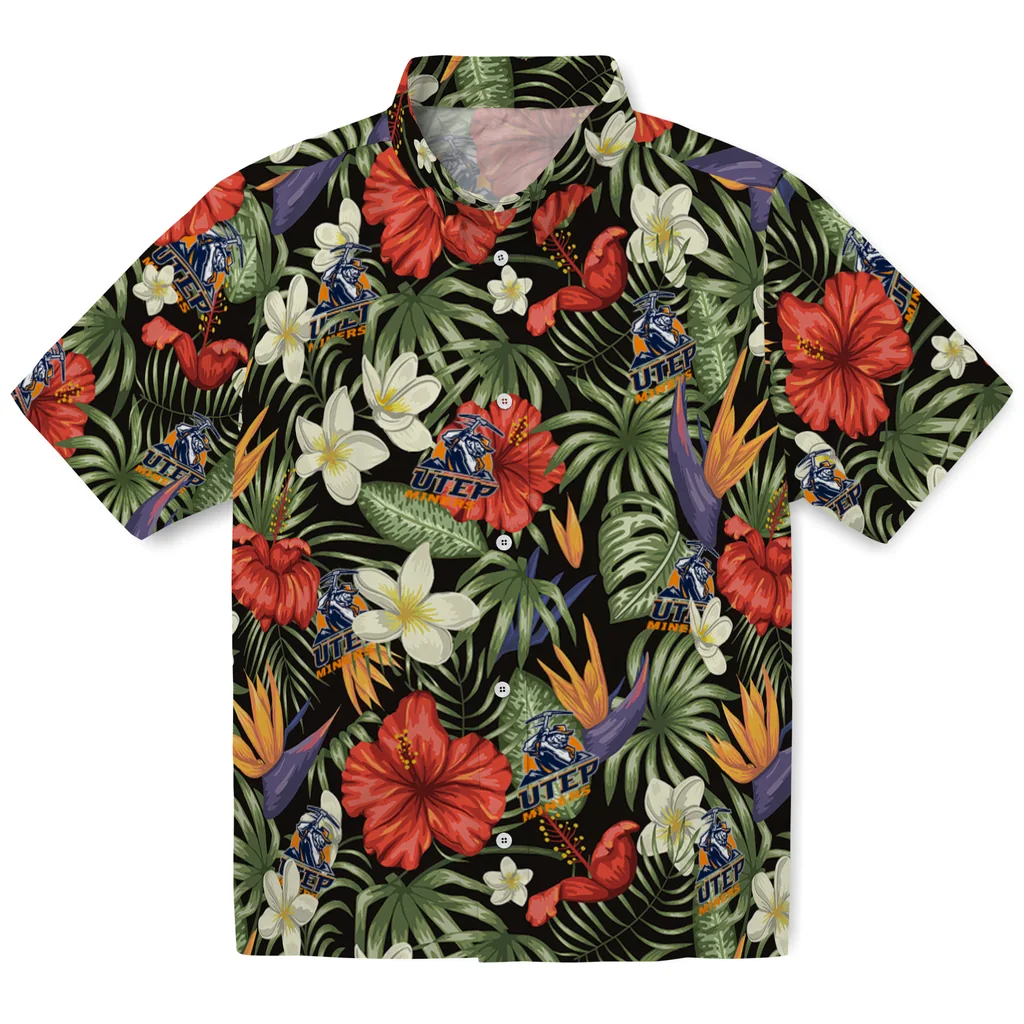 UTEP Miners Hawaiian Shirt - Hawaii Floral Hibiscus utep miners hibiscus bird hawaiian shirts best selling