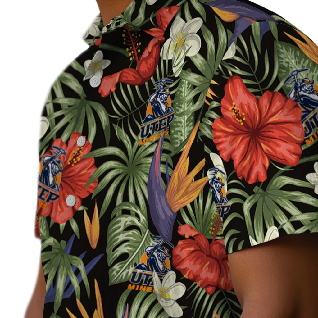 UTEP Miners Hawaiian Shirt - Hawaii Floral Hibiscus utep miners hibiscus bird hawaiian shirts trendy