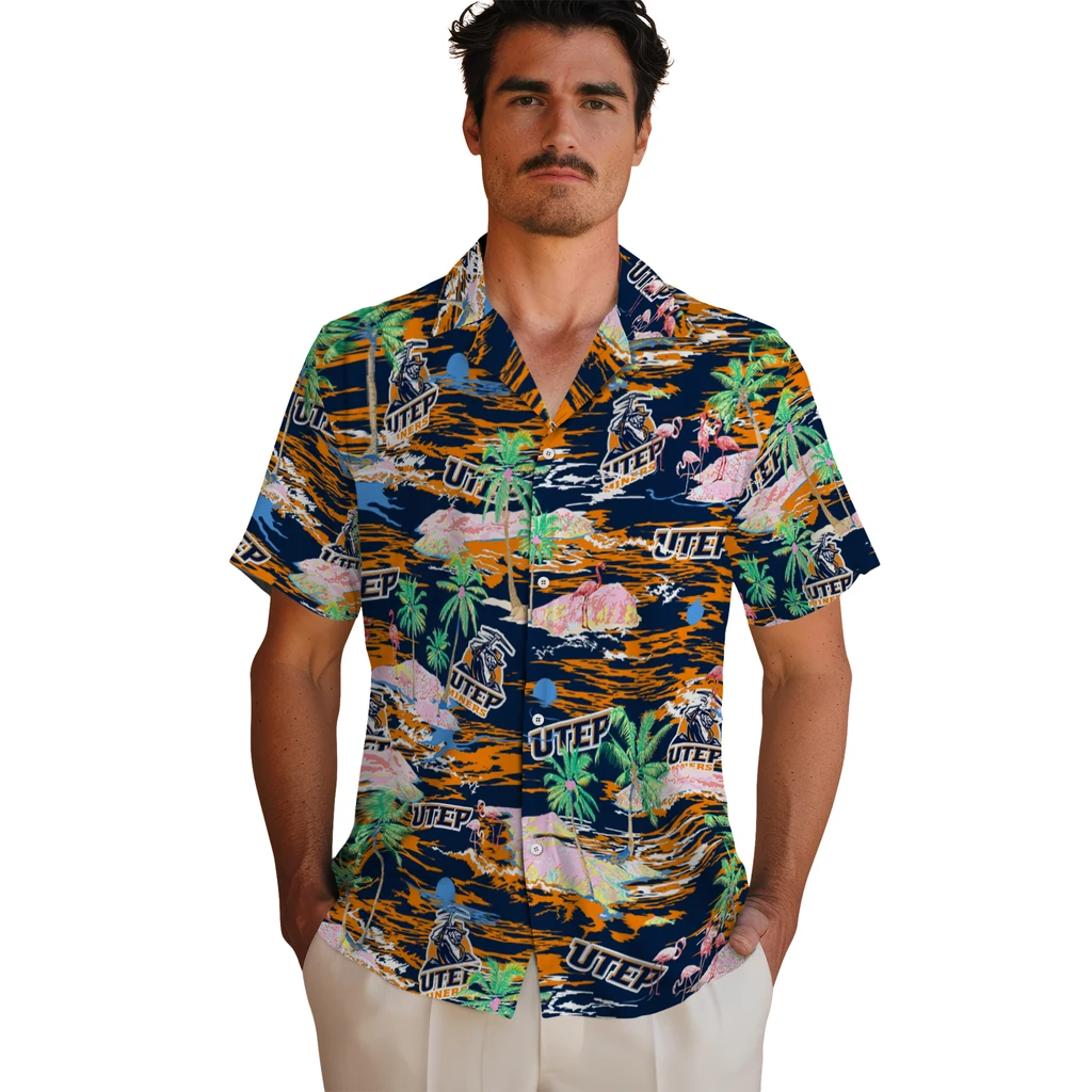 UTEP Miners Hawaiian Shirt - Hawaii Island utep miners flamingo retreat blue hawaiian shirts fashion forward