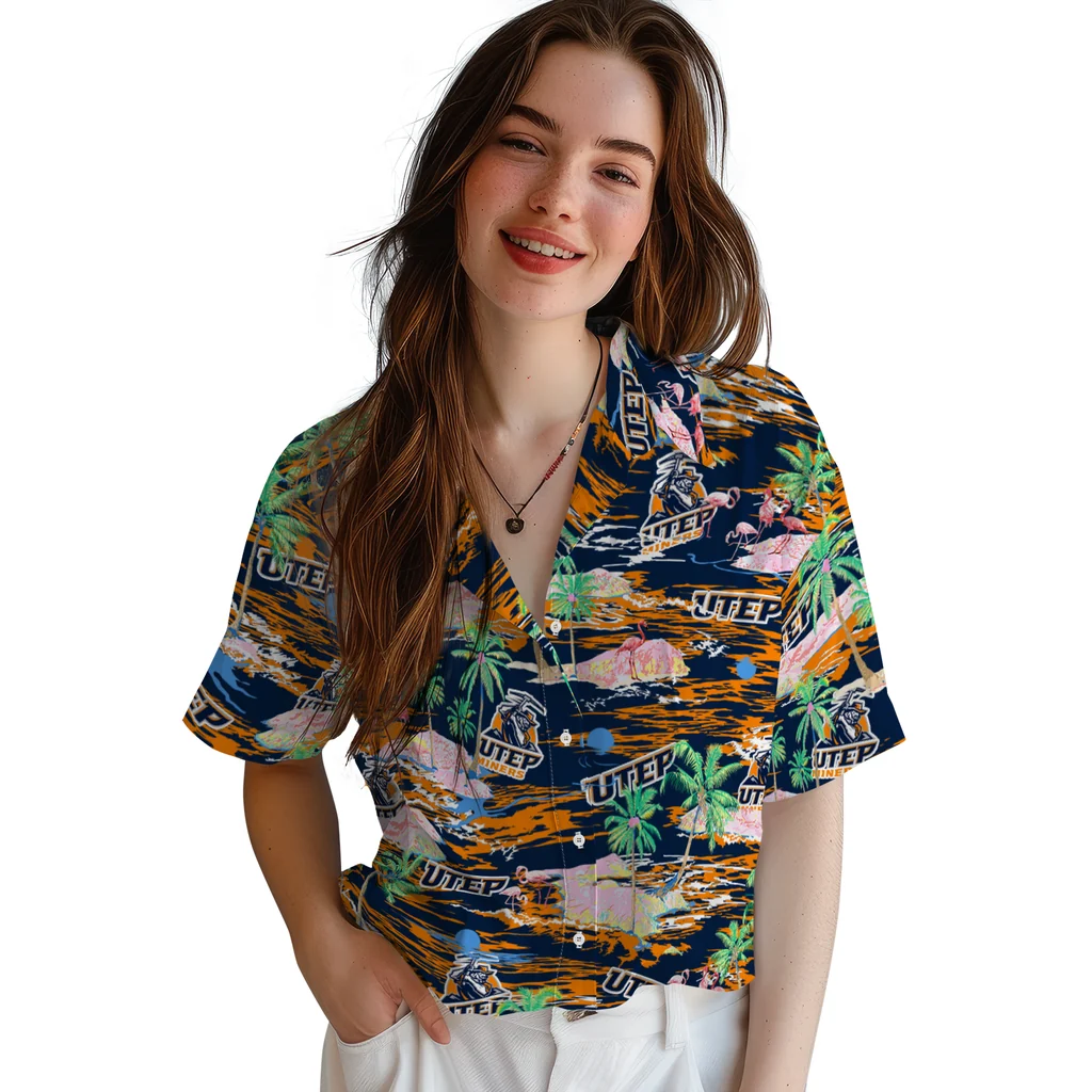 UTEP Miners Hawaiian Shirt - Hawaii Island utep miners flamingo retreat blue hawaiian shirts latest model