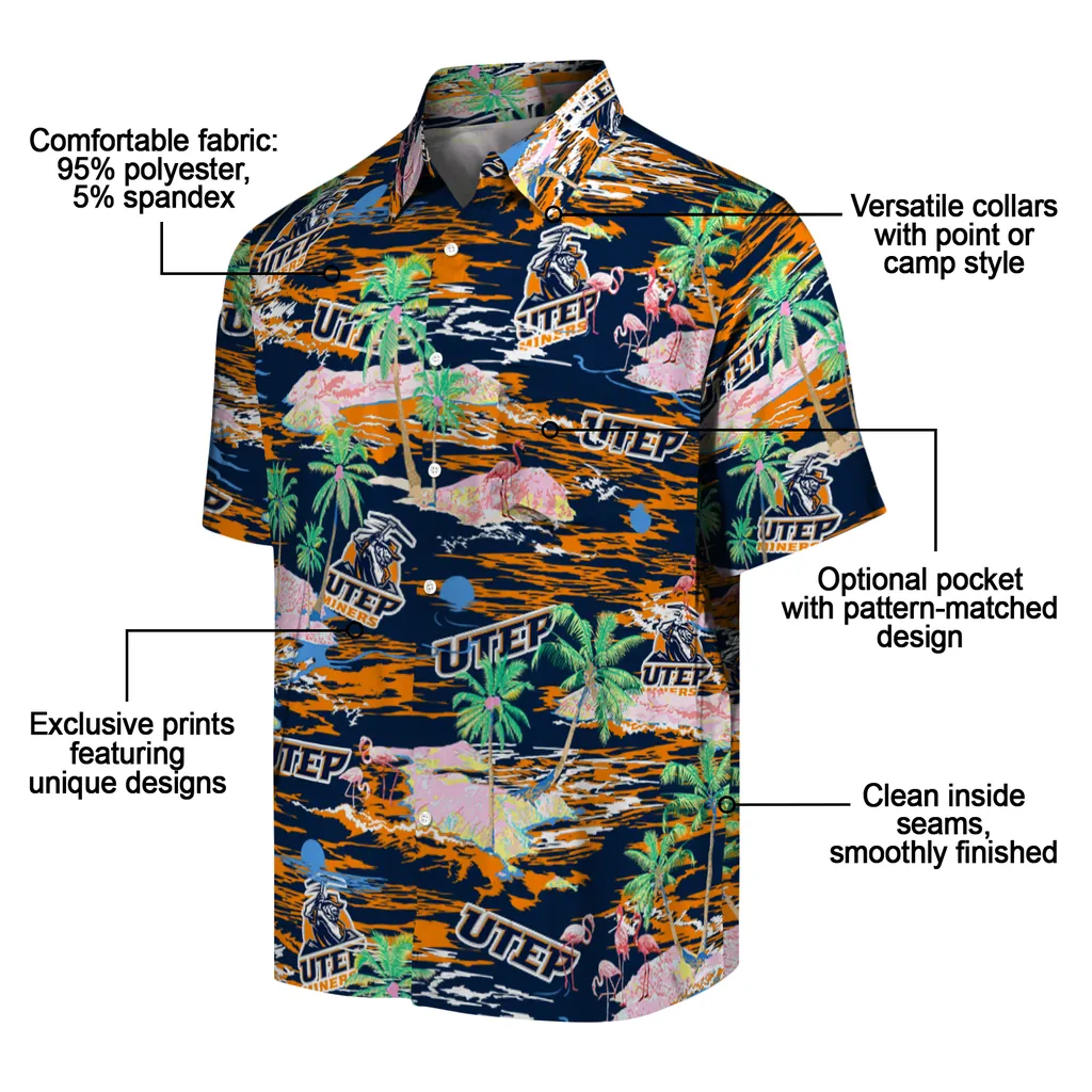 UTEP Miners Hawaiian Shirt - Hawaii Island utep miners flamingo retreat blue hawaiian shirts new arrival