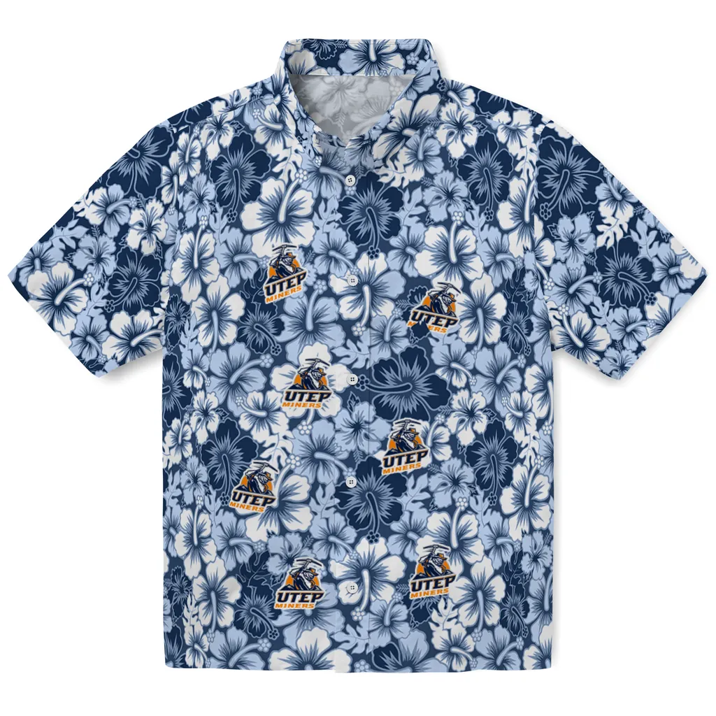 UTEP Miners Hawaiian Shirt - Hibiscus Blooms utep miners hibiscus blooms blue hawaiian shirts best selling