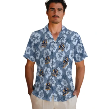 utep miners hibiscus cluster blue hawaiian shirts fashion forward