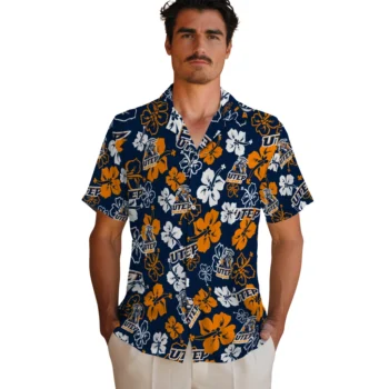 utep miners hibiscus bloom blue hawaiian shirts fashion forward