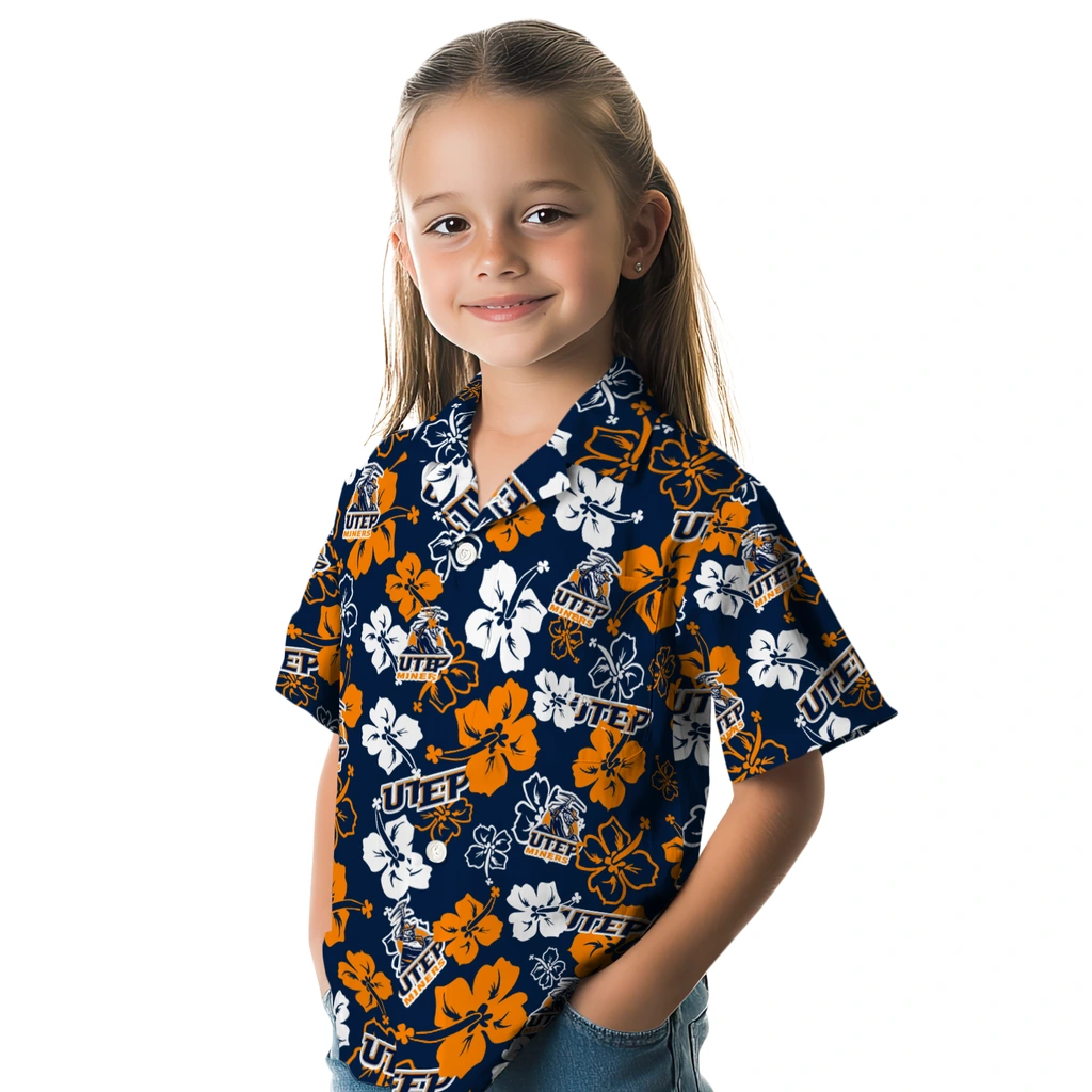 UTEP Miners Hawaiian Shirt - Hibiscus Flower Design utep miners hibiscus bloom blue hawaiian shirts premium grade